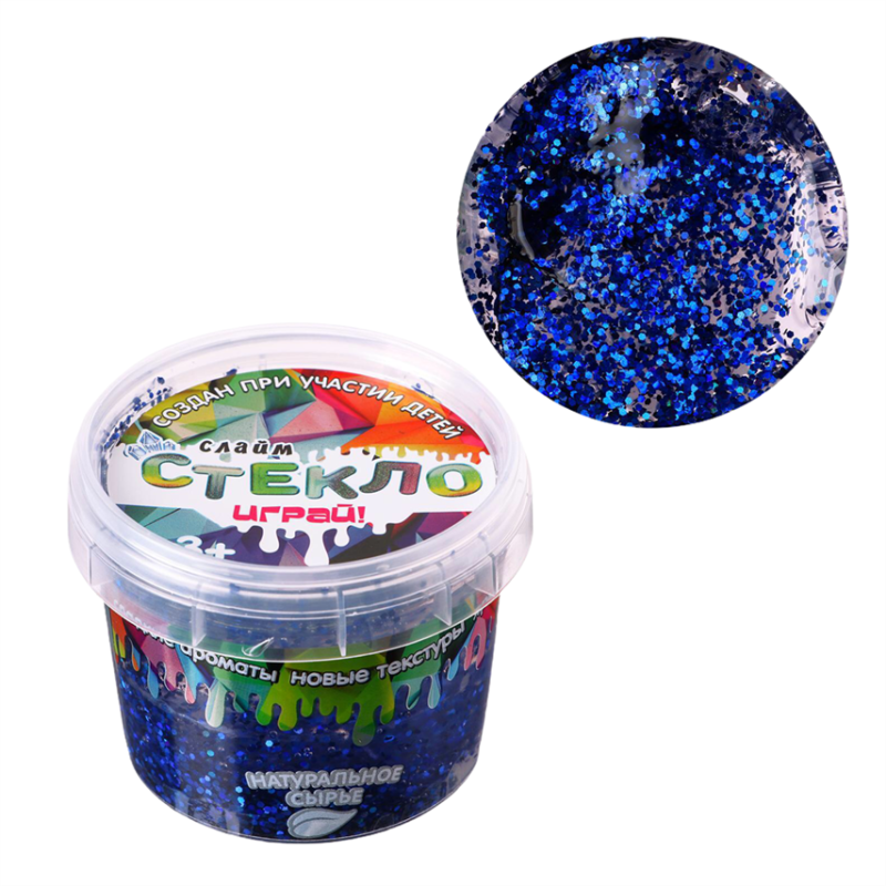 Слайм "Стекло" с крупными  блестками 100гр