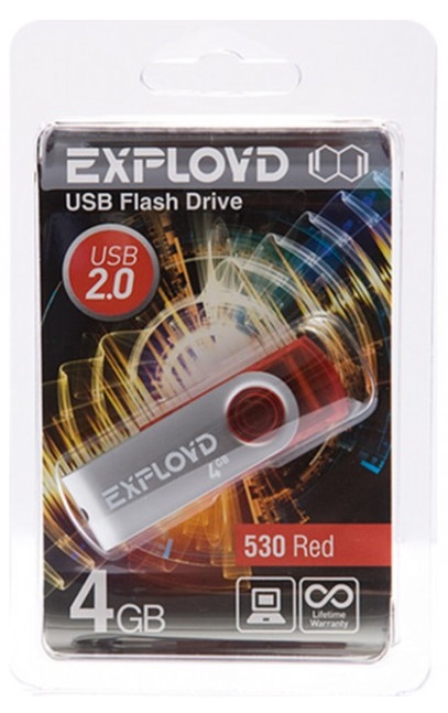 Флэшка USB 4GB 2.0 Exployd 530 (Красный)