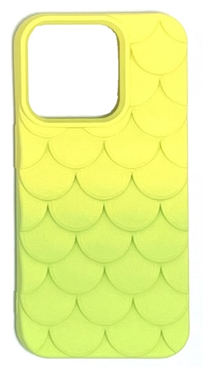 Силиконовый чехол чешуя для iPhone 15 Pro (Желтый / Салатовый)