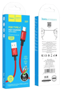 Кабель Hoco X89 USB 3.0A для Type-C нейлон 1м (Красный)