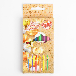 Набор свечей в торт 6 штук с цветным пламенем