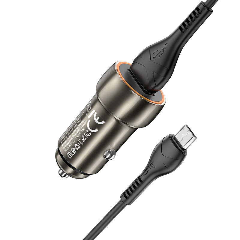 Автомобильное зарядное устройство Hoco Z46 18W кабель micro USB (Темно-серый)