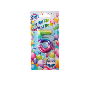 Свеча для торта Акварельная цифра 5