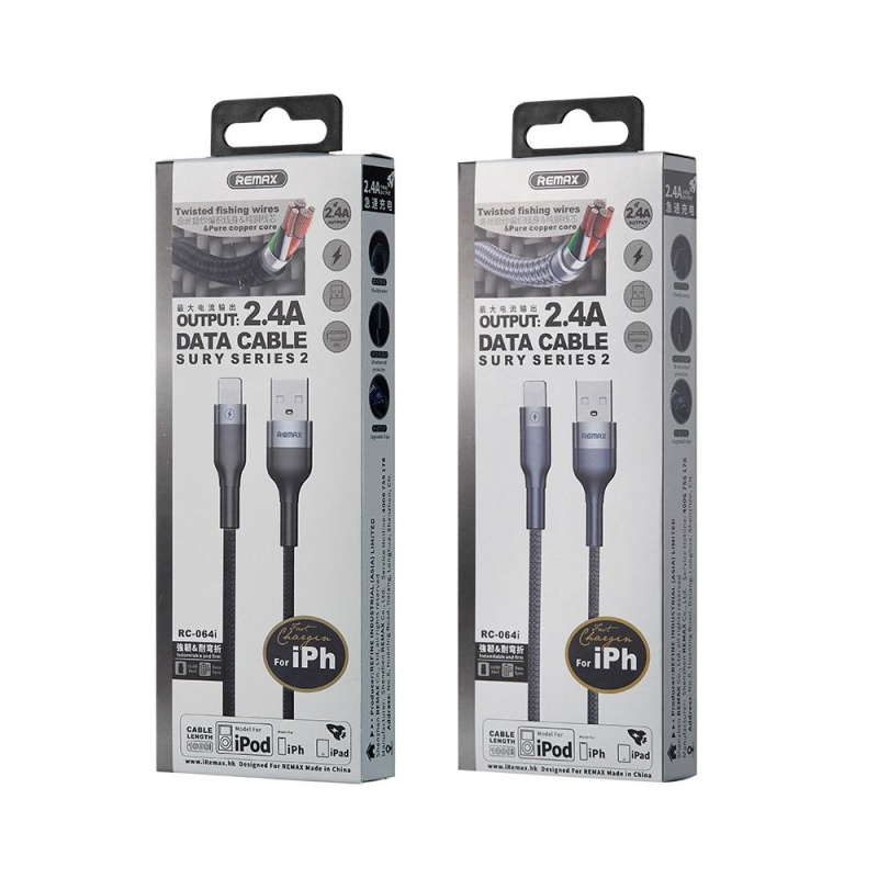 Кабель REMAX Sury 2 Series 2.4A Data Cable  RC-064i Lightning