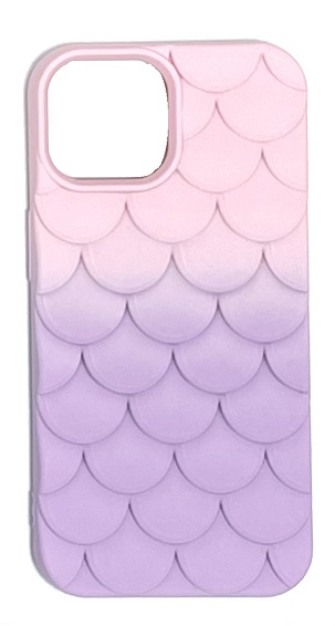 Силиконовый чехол чешуя для iPhone 15 (Розовый / Сиреневый)