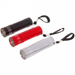 Фонарь ручной металлический, цвет микс, 9 LED zoom 1W 3xAAA