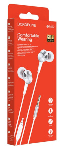 Внутриканальные наушники Borofone BM52 с МК без рег.громкости длина 1.2м  (Серебро)