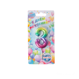 Свеча для торта Акварельная цифра 3