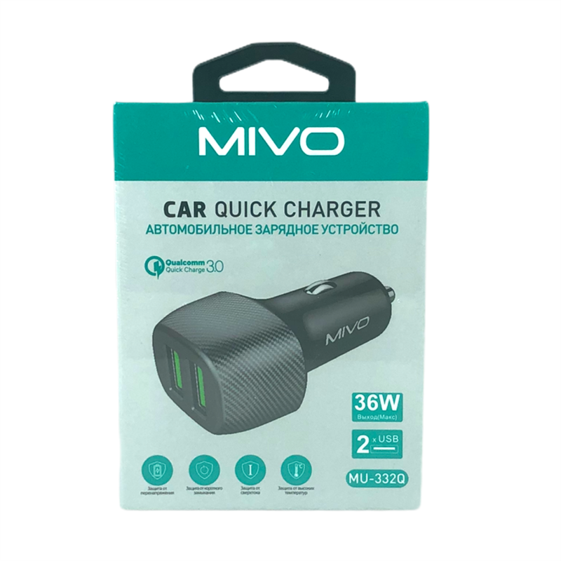 Автомобильное зарядное устройство Mivo MU332Q 2 USB QC 3.0 (черный)