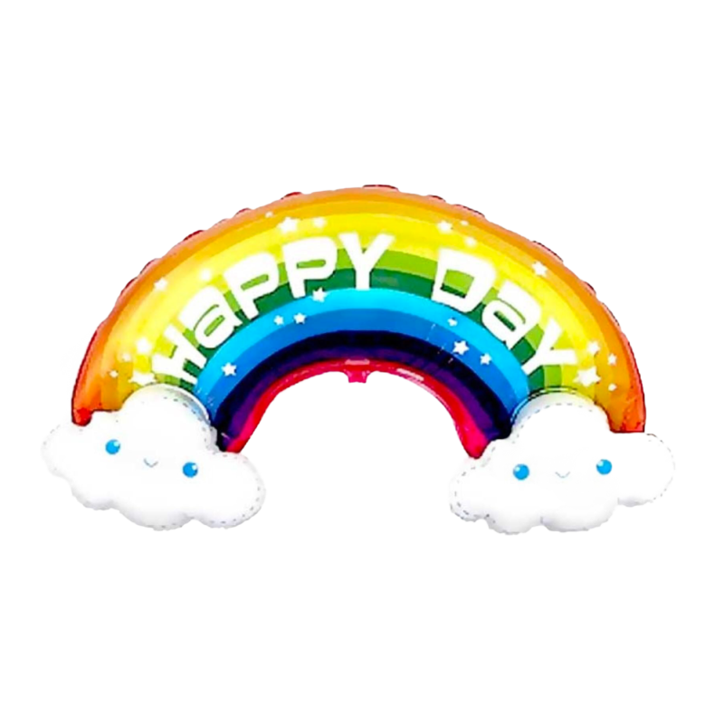 Шар фольгированный 39" Радуга в облаках Happy Day фигура