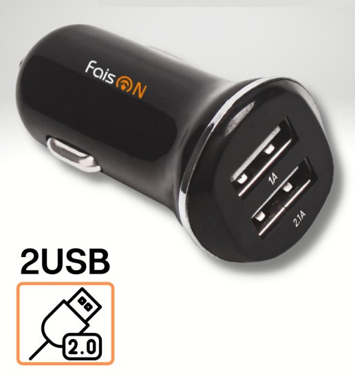Автомобильное зарядное устройство FaisON A-20 EDGE 2 USB 2.4A (Чёрный)