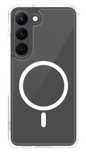 Прозрачный силиконовый чехол Just MagSafe для Samsung S22 с бортиком в отверстии камеры