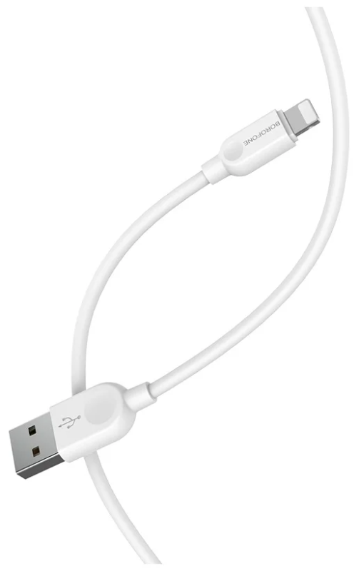 Кабель Borofone BX14 USB 2.0A для Lightning ПВХ 2м (Белый)
