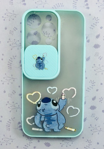 Накладка пластиковая с задвижками для камеры Стич для iPhone 13 Pro