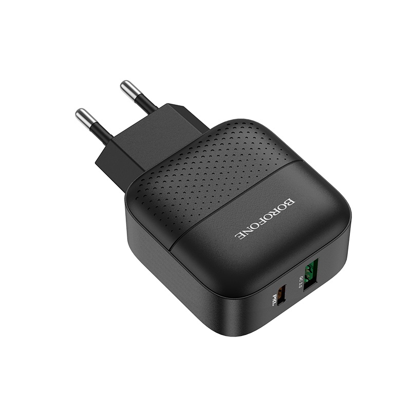 Сетевое зарядное устройство Borofone BA46A USB-C 3.0A QC3.0 PD быстрая зарядка (Черный)