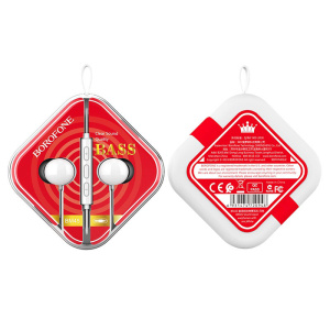 Внутриканальные наушники Borofone BM45 с МК и рег.громкости длина 1.2м (Белый)