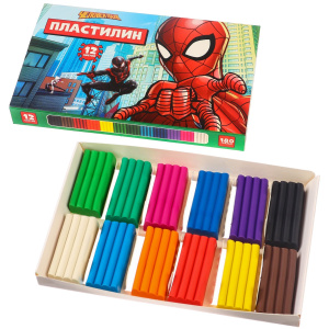 Пластилин "Человек паук" 12 цветов 180 г