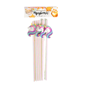 Трубочки Единорог бумажные набор 6 шт