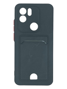 Силиконовый чехол матовый с визитницей для Poco C51 (Черный)