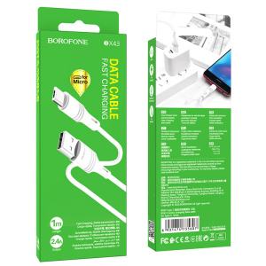 Кабель Borofone BX43 USB 2.4A для micro USB 1м (Белый)