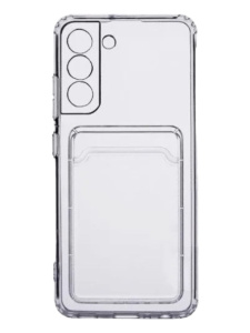 Прозрачный силиконовый чехол с визитницей для Samsung S21Fe