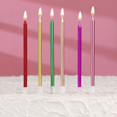 Свечи в торт "С днем рождения" 6 шт 6,5 см 