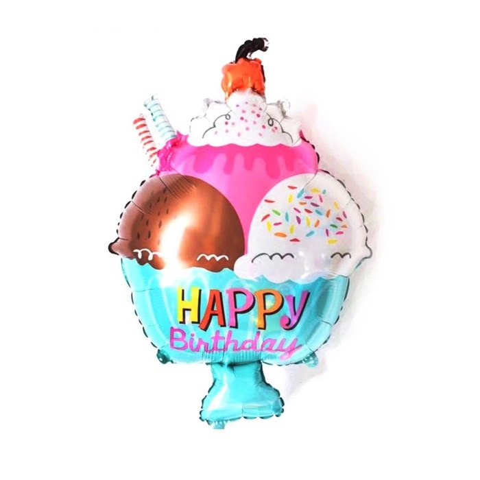 Шар фольгированный 14 «С днём рождения» креманка мороженого мини