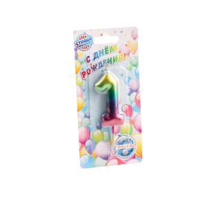 Свеча для торта Акварельная цифра 1