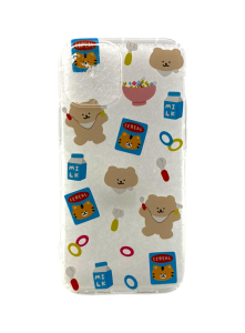 Накладка силиконовая для iPhone 12 mini прозрачная Медведь и еда