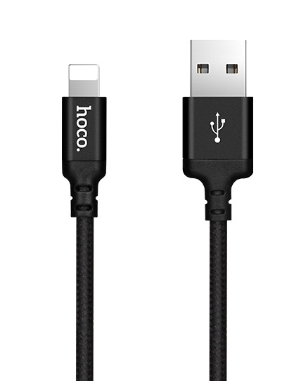 Кабель Hoco X14 USB 2.4A для Lightning нейлон 1м (Черный)