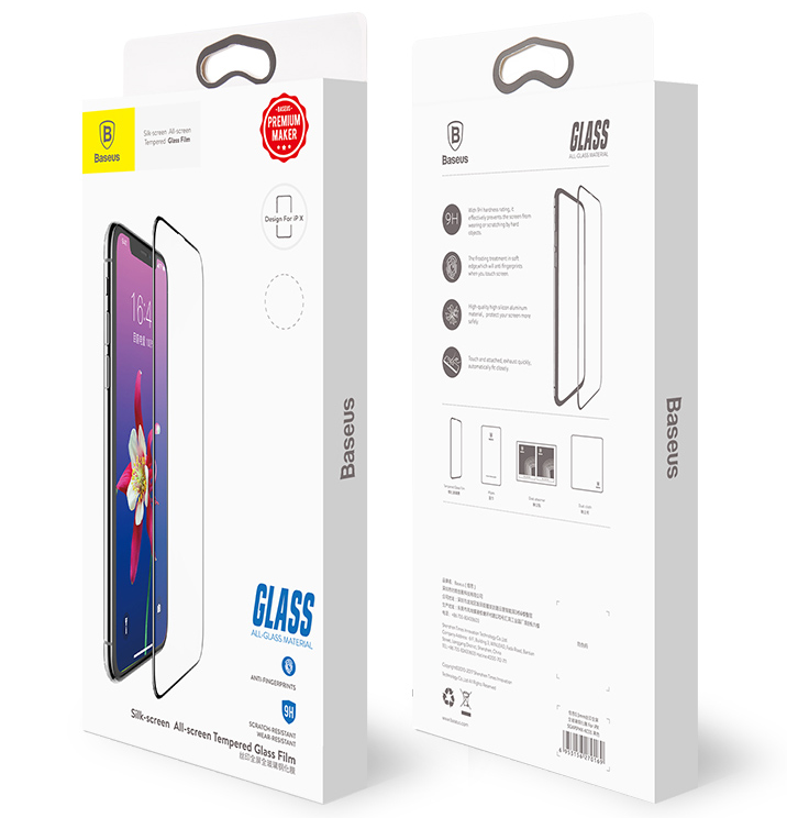 Защитное стекло Baseus 0.3mm Full-screen Tempered Glass Screen Protector  для iPhone X / XS