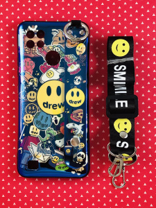 Накладка силиконовая Drew 2 в 1 (держатель лента) для Realme C21 (Синий)