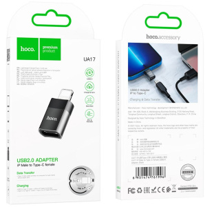 OTG Адаптер для Lightning 8-pin Type-C USB Hoco UA17 (Черный)