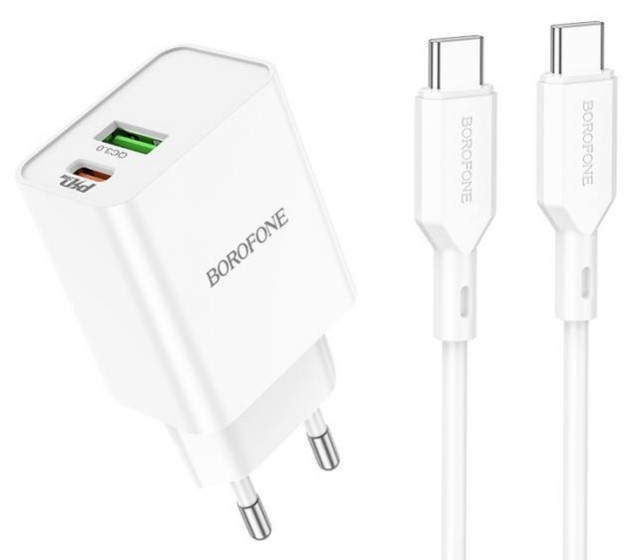 Сетевое зарядное устройство Borofone BA69A USB-C 20W быстрая зарядка для Type-C Type-C (Белый)