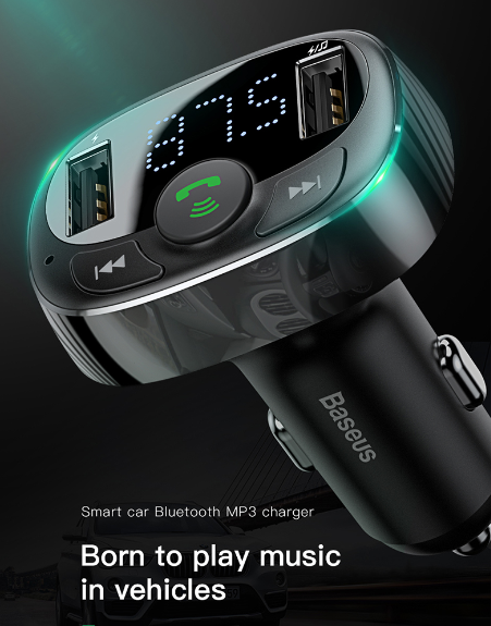 Автомобильное зарядное устройство с FM-трансмитером Baseus T typed Bluetooth MP3 