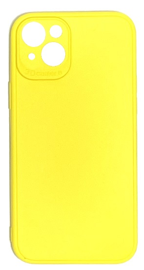 Силиконовый матовый чехол с защитой камеры для iPhone 15 Plus (Желтый)