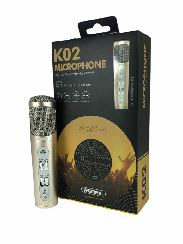 Портативный микрофон REMAX K02 золотой