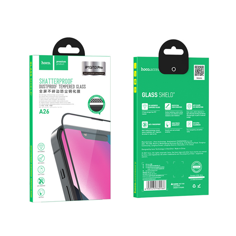 Защитное стекло Hoco Full screen dustproof tempered glass film iPhone 13/13 Pro (A26)