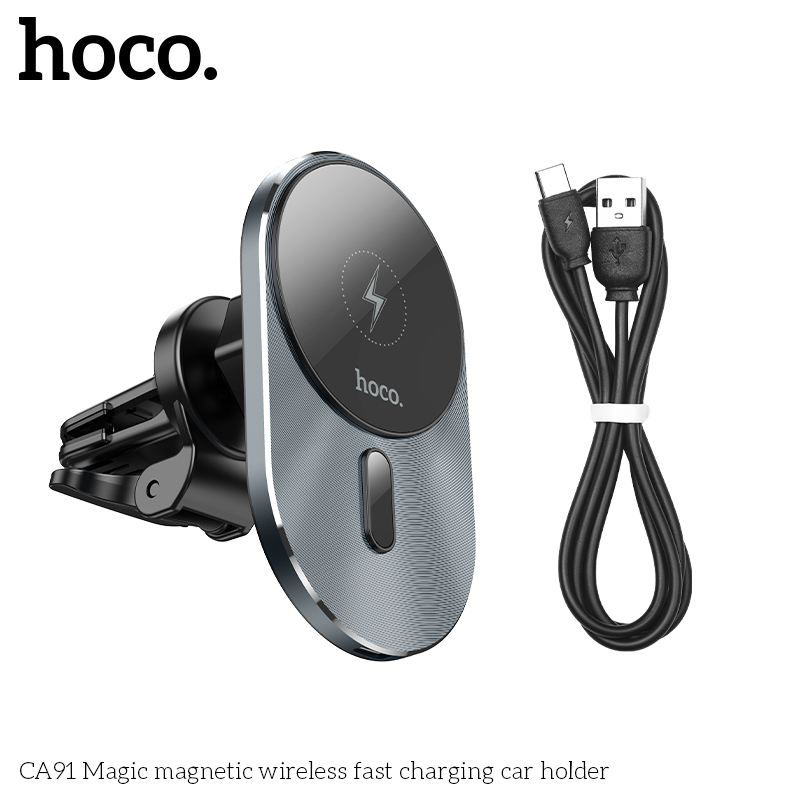 Беспроводная магнитная автозарядка Hoco CA91 Magic magnetic wireless fast charging car holder