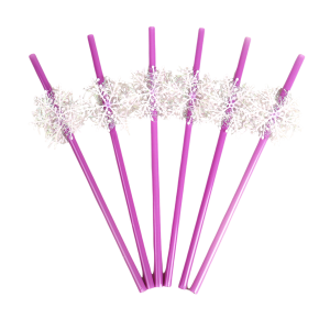 Трубочки для коктейля Снежинки набор 6 шт