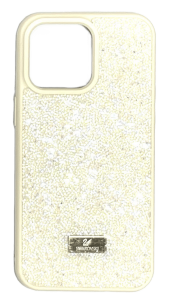 Силиконовый чехол с стразами для iPhone 15 Pro Max (Желтый)