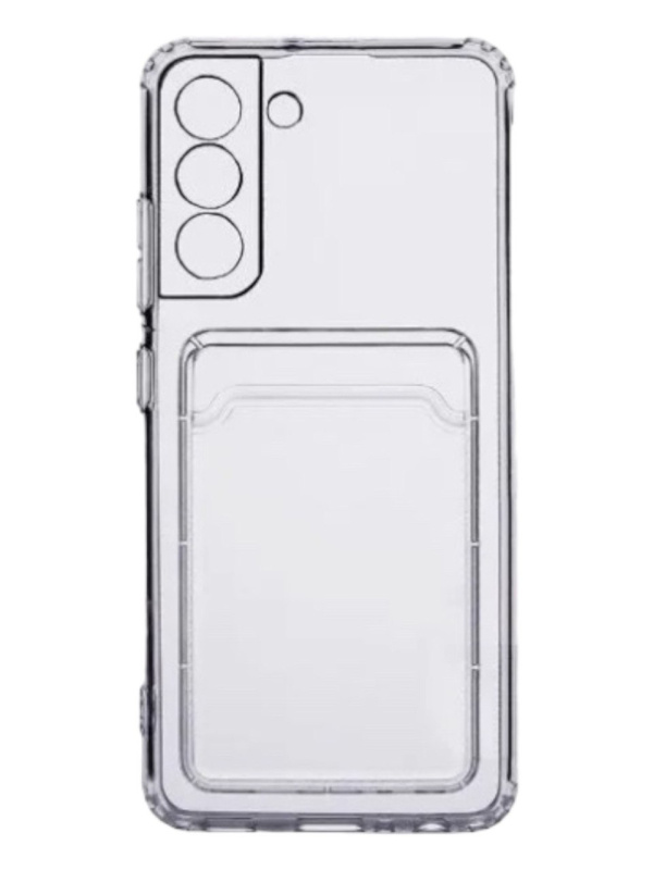 Прозрачный силиконовый чехол с визитницей для Samsung S21Fe