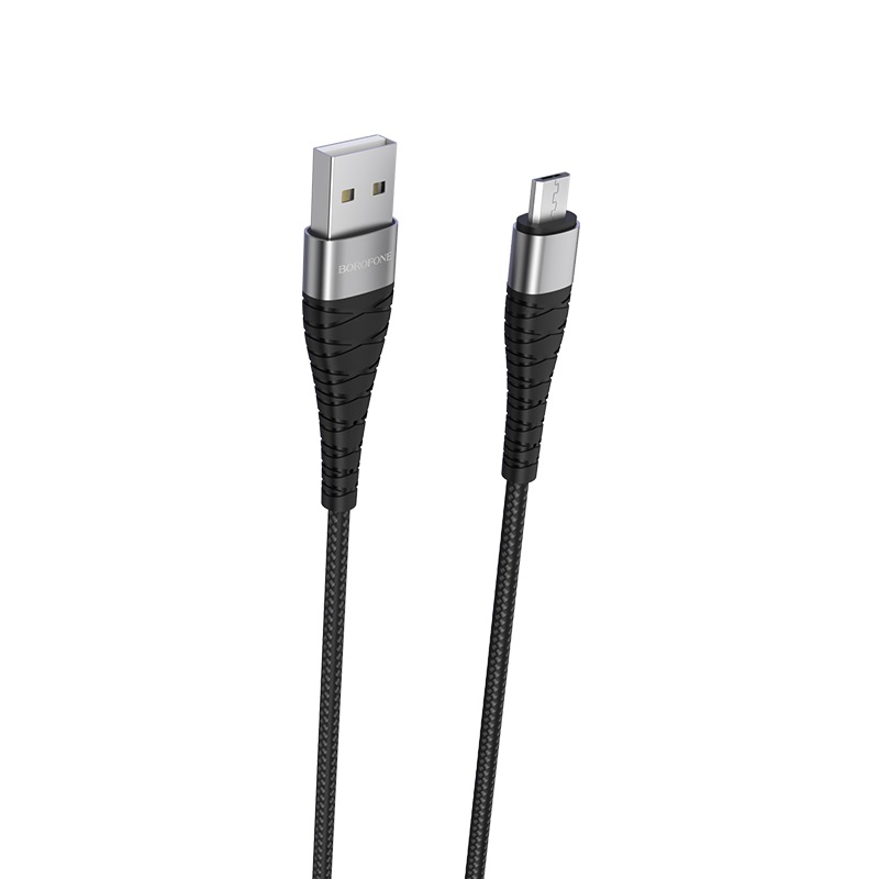 Кабель Borofone BX32 USB 2.4A для micro USB нейлон 1м (Черный)