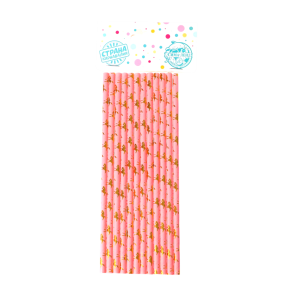Трубочки для коктейля Единорог набор 12 шт (розовый)
