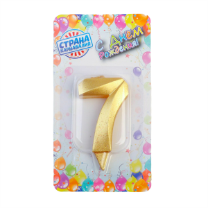 Свечи для торта "Грань" цифра 7 золотой металлик