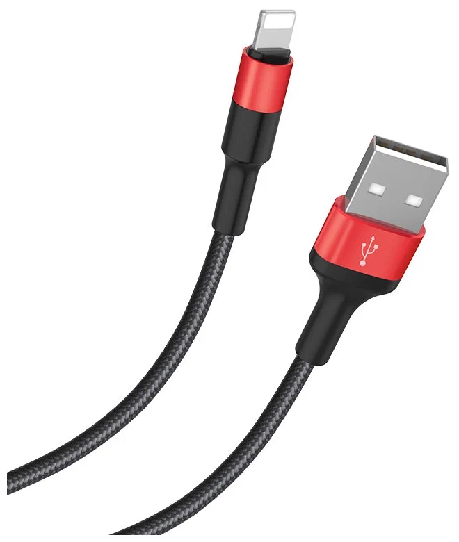 Кабель HOCO X26 Lightning 1M (Черно-красный)