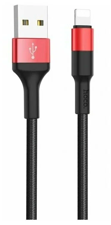 Кабель HOCO X26 Lightning 1M (Черно-красный)