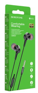 Внутриканальные наушники Borofone BM52 с МК без рег.громкости длина 1.2м (Черный)