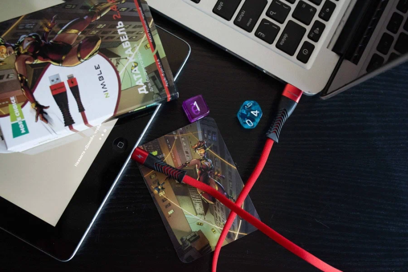 Кабель More choice K41Si Smart USB 2.4A Lightning  нейлон 1м (Черно-красный)