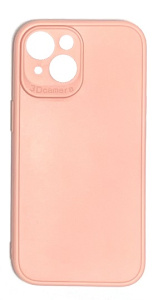 Силиконовый матовый чехол с защитой камеры для iPhone 15 (Персиковый)